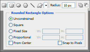 Настройки Rounded Rectangle: радиус 10 px, размер Unconstrained